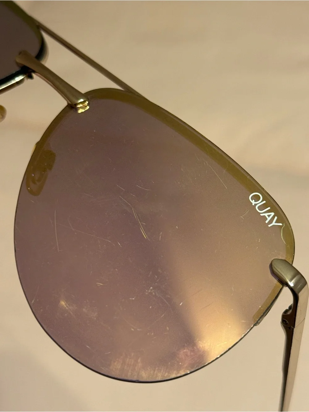 Quay Rose Gold Aviator Sunglasses